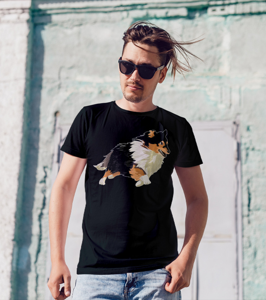 Sheltie Joyful Running Energetic Dog Owner's Delight T-Shirt