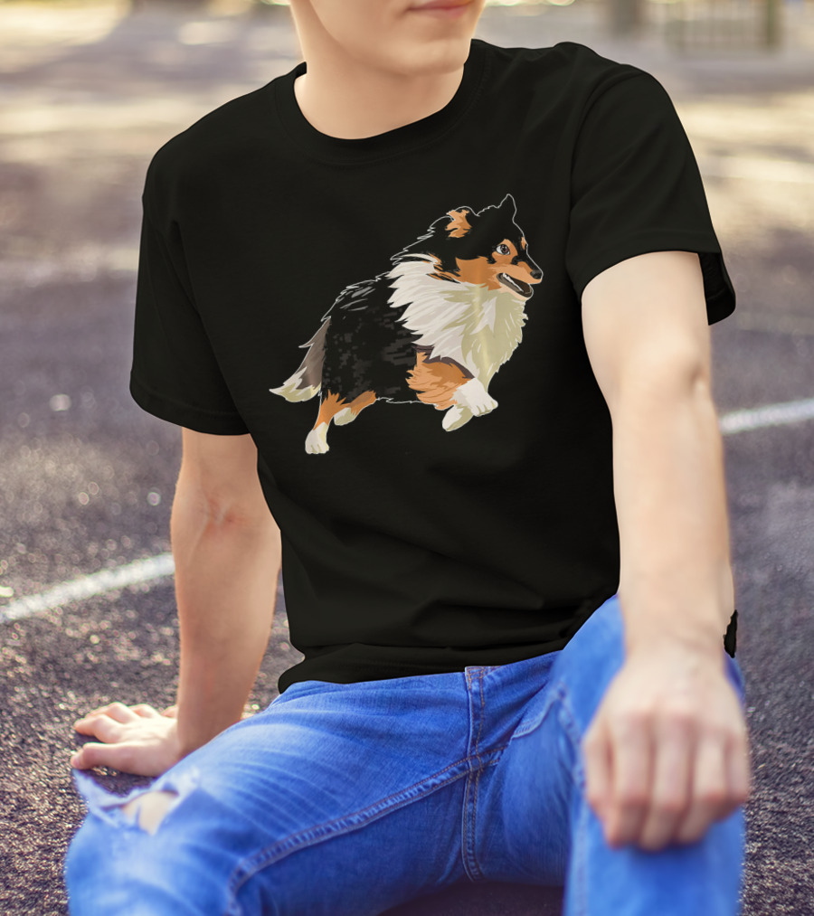 Sheltie Joyful Running Energetic Dog Owner's Delight T-Shirt