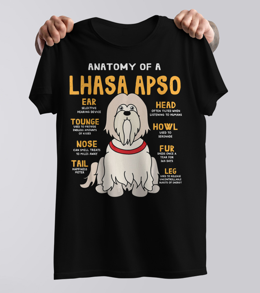 Anatomy Of A Lhasa Apso Ear Tail Head Nose Howl Leg Fur Tounge T-Shirt