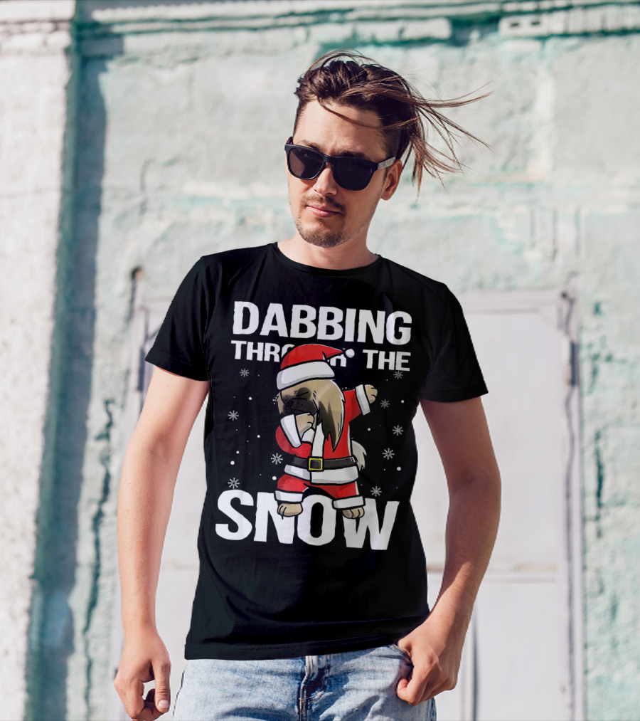 Dabbing Through The Snow Pekingese Santa Claus Christmas T-Shirt