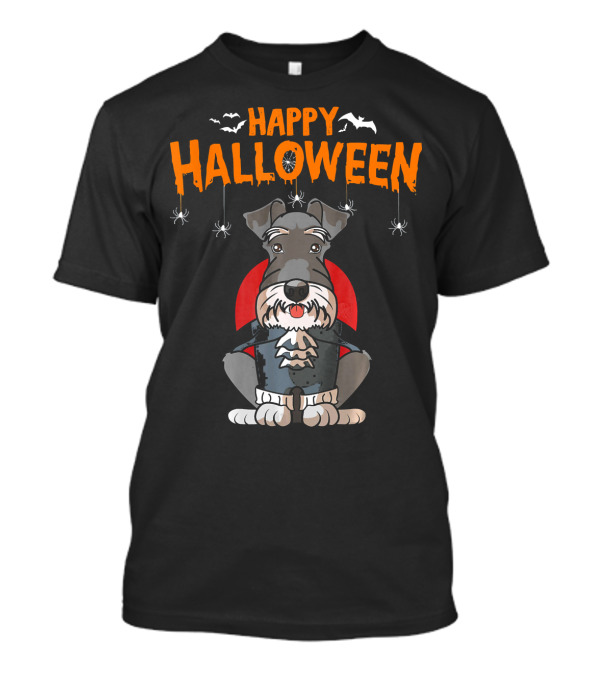 Happy Halloween Funny Miniature Schnauzer Vampire Costume T-Shirt