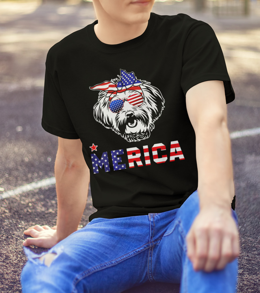 Lhasa Apso Merica Patriotic 4th Of July T-Shirt