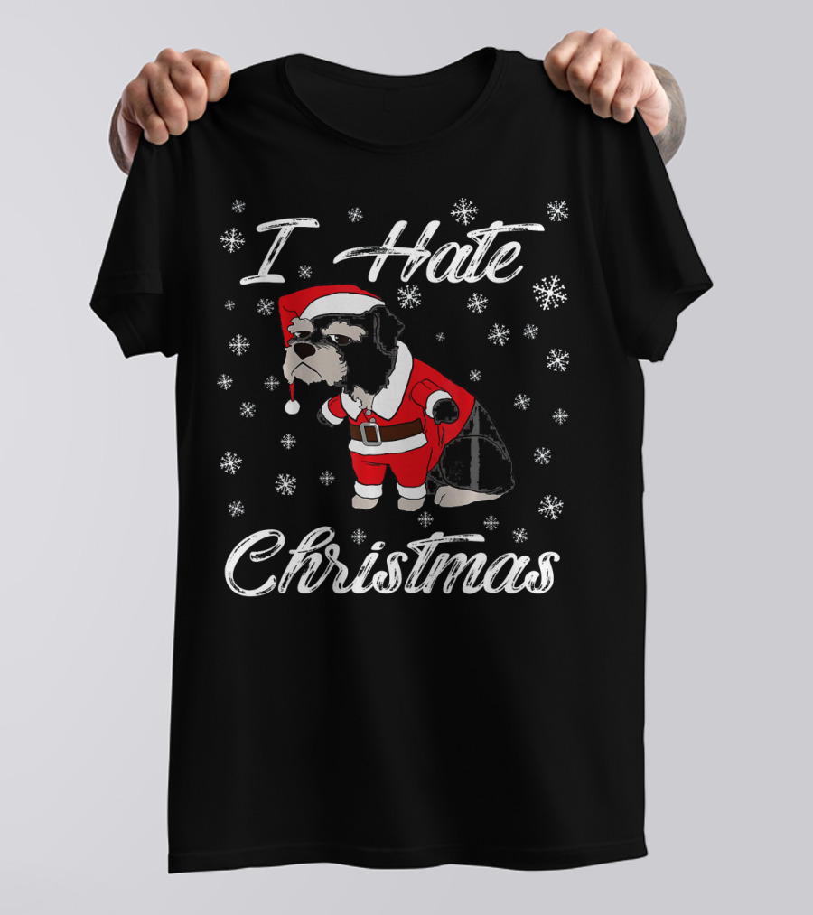 I Hate Christmas Funny Schnauzer T-Shirt