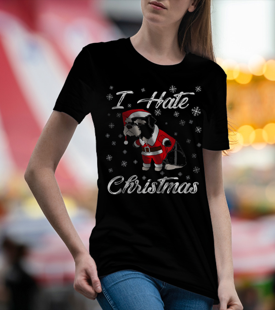 I Hate Christmas Funny Schnauzer T-Shirt