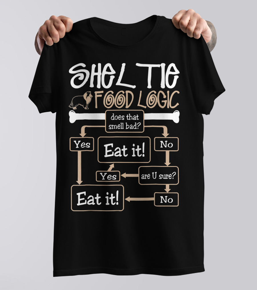 Sheltie Dog Food Logic Flowchart Does That Smell Bad Eat It Are U Sure Pets Lovers T-Shirt