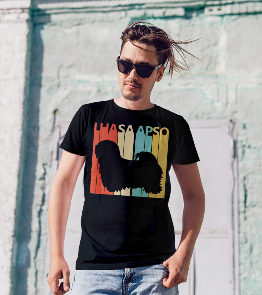 Lhasa Apso Vintage Striped T-Shirt