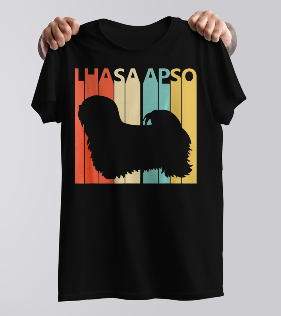 Lhasa Apso Vintage Striped T-Shirt