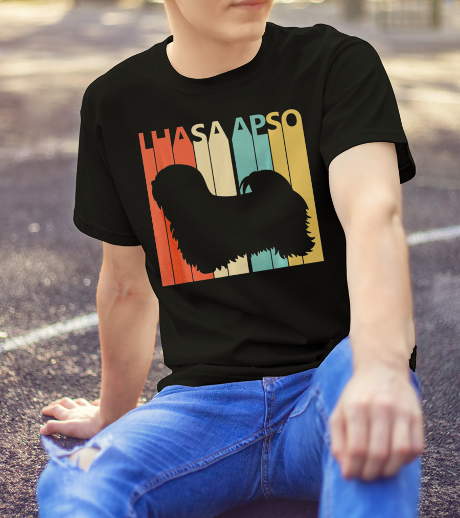 Lhasa Apso Vintage Striped T-Shirt