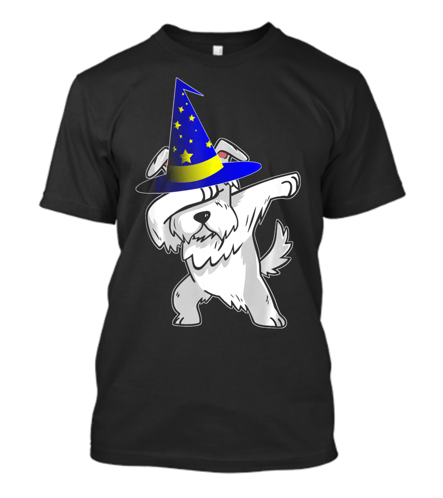 Halloween Wizard Hat Dabbing Schnauzer Puppy T-Shirt