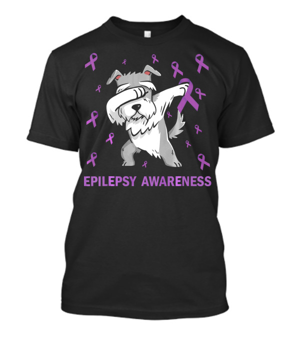 Dabbing Schnauzer Epilepsy Awareness Purple T-Shirt