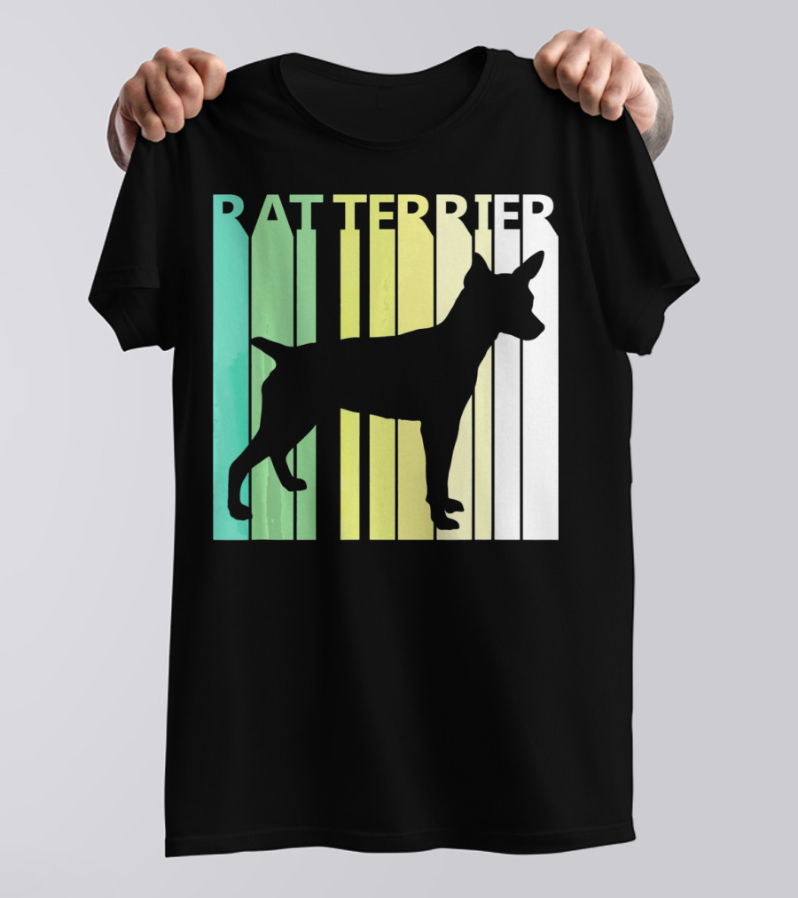Funny Rat Terrier Silhouette Retro Gradient T-Shirt