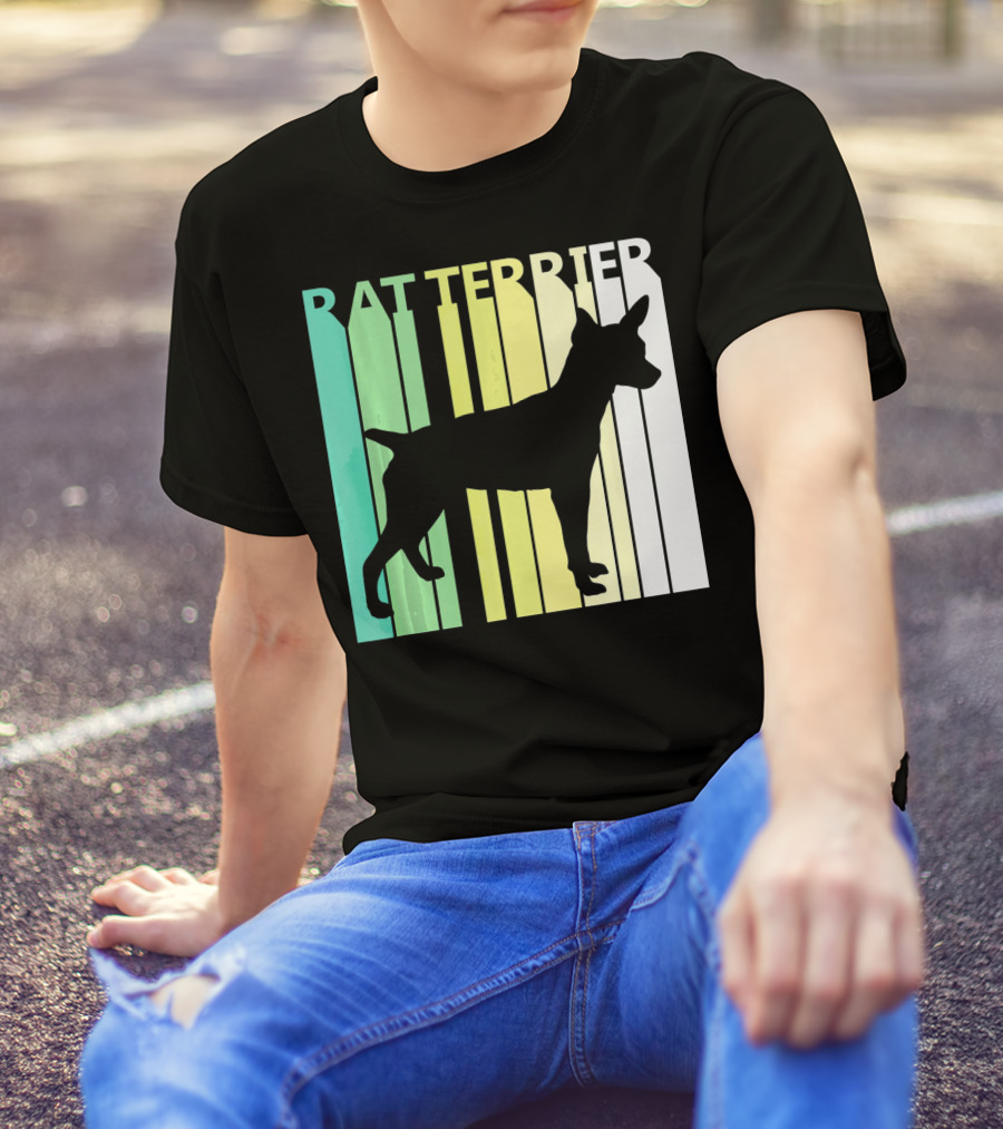 Funny Rat Terrier Silhouette Retro Gradient T-Shirt