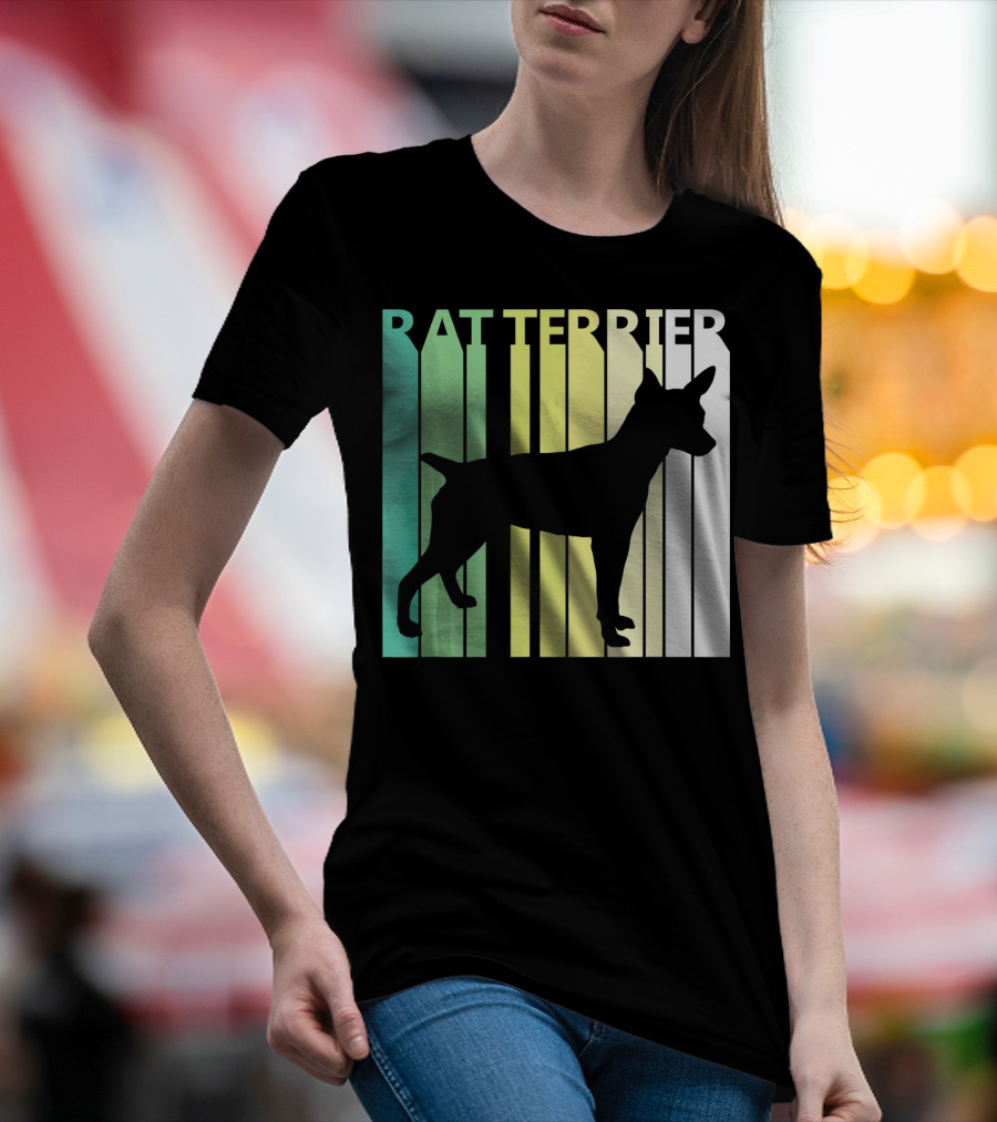 Funny Rat Terrier Silhouette Retro Gradient T-Shirt