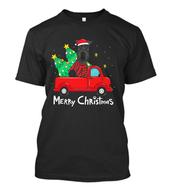 Giant Schnauzer Merry Christmas Red Truck Tree Dog T-Shirt