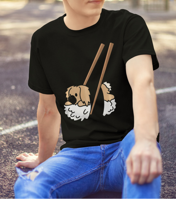 Pekingese Sushi Humor With Chopsticks Dog T-Shirt
