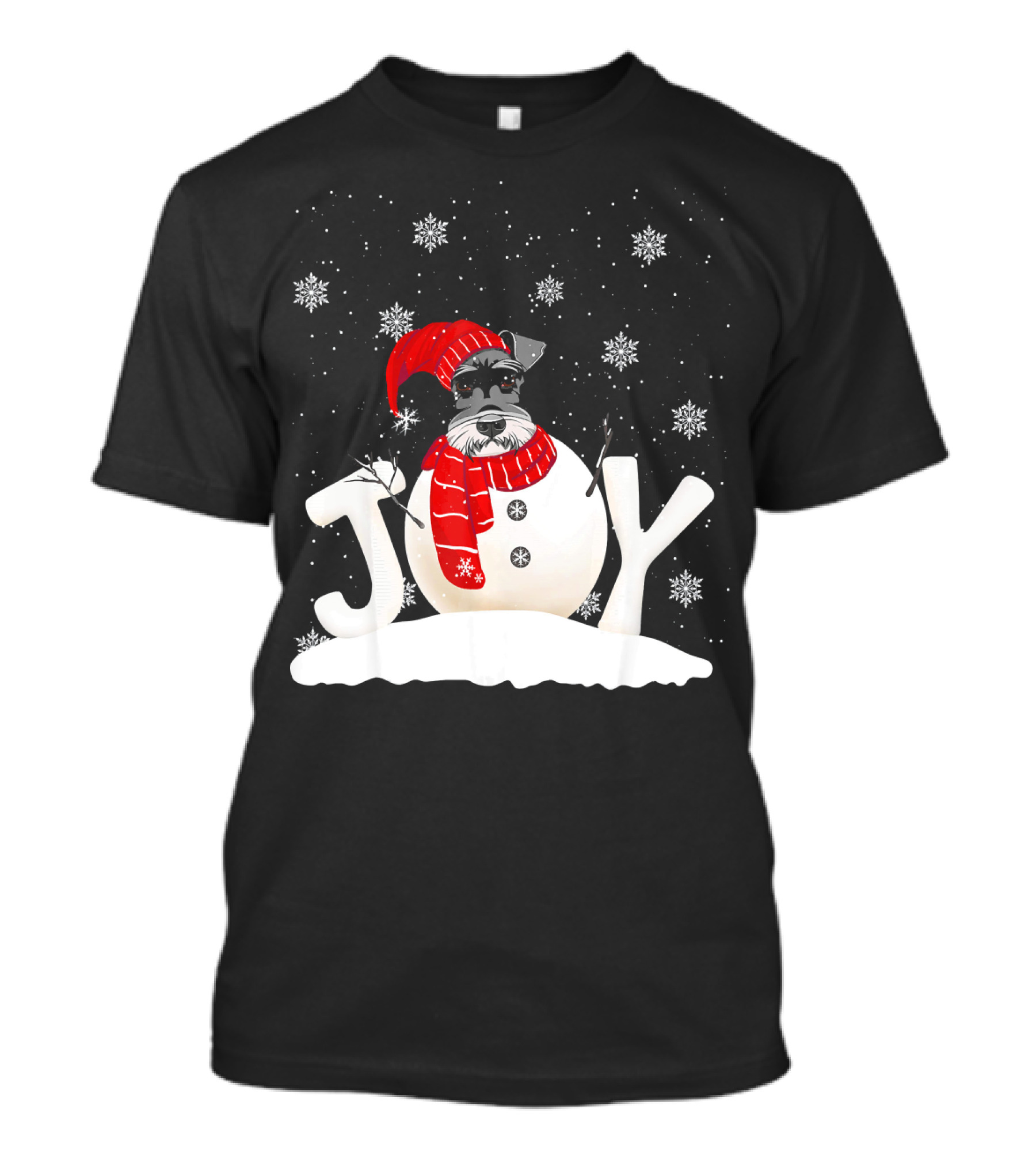 Funny Dog Schnauzer Christmas Snowman Joy T-Shirt