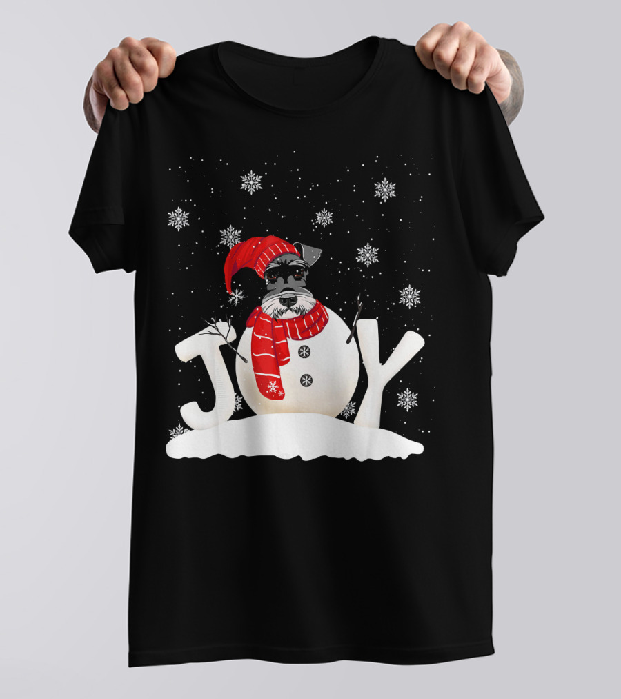 Funny Dog Schnauzer Christmas Snowman Joy T-Shirt