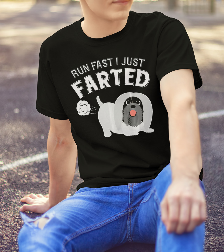 Lhasa Apso Funny Dog Lover Run Fast I Just Farted T-Shirt