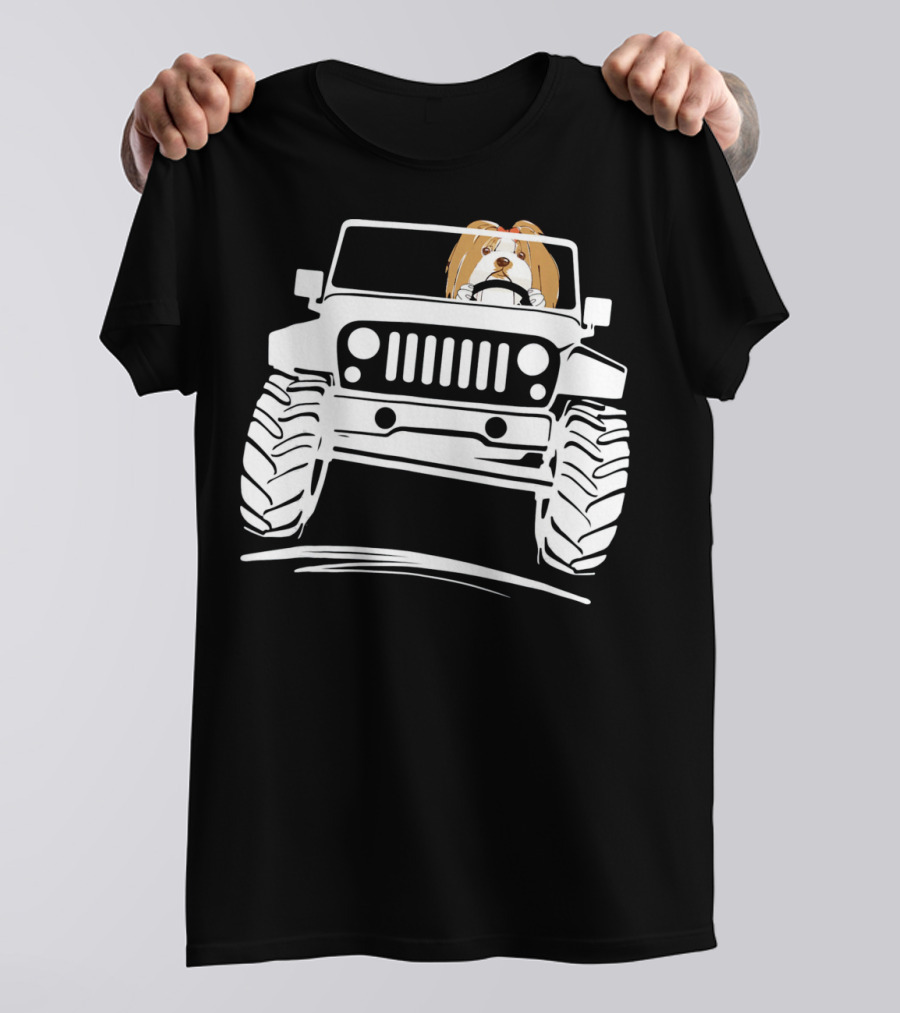 Lhasa Apso Driving Jeep OffRoad Adventure T-Shirt