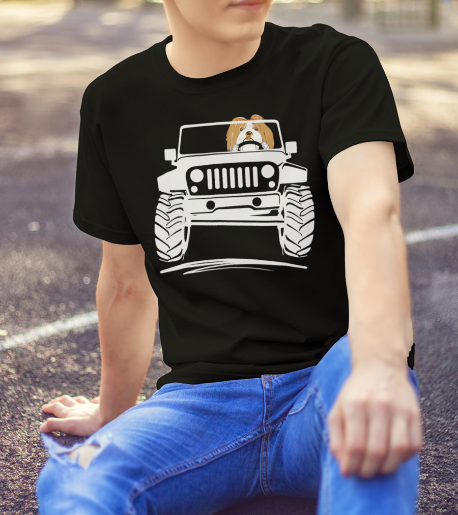 Lhasa Apso Driving Jeep OffRoad Adventure T-Shirt