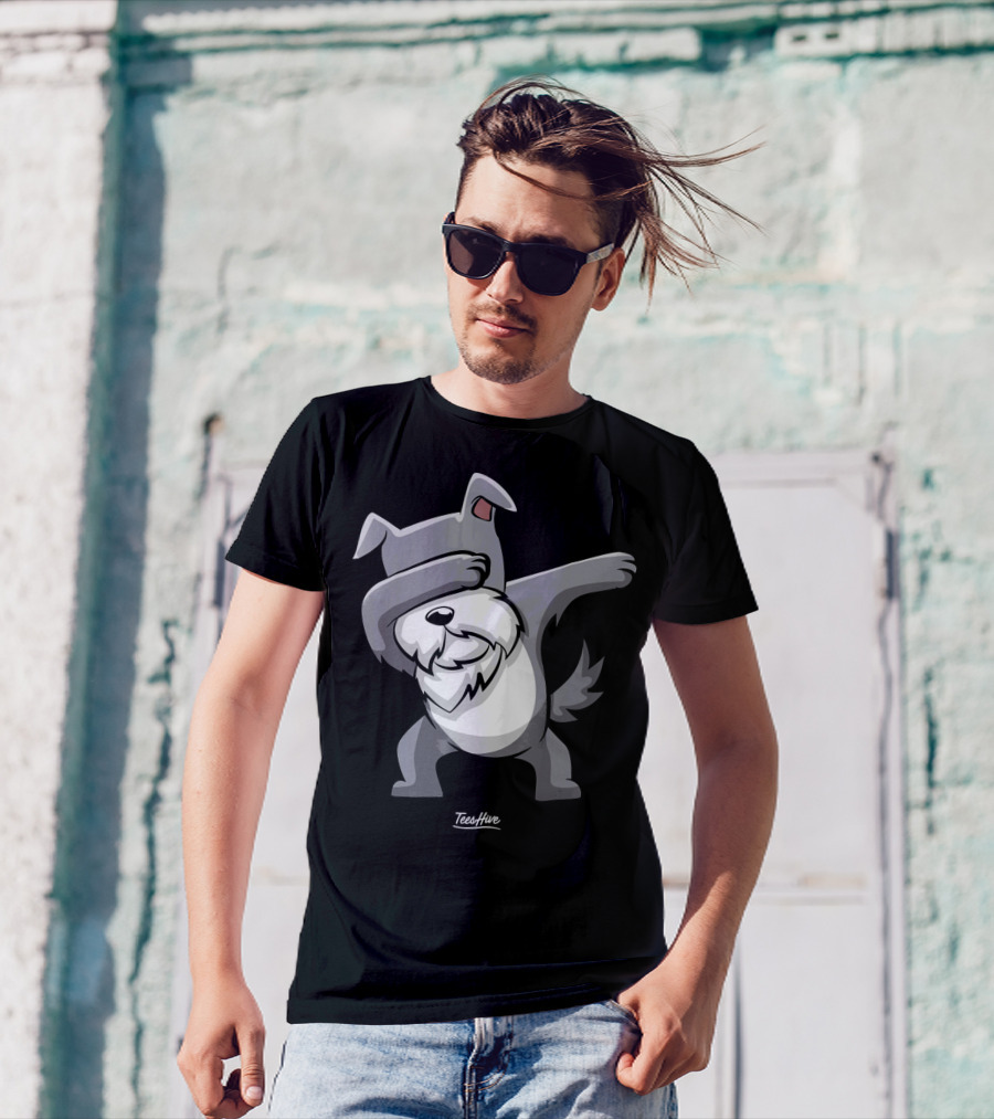 Funny Dabbing Schnauzer Dab Dance TeesHive T-Shirt