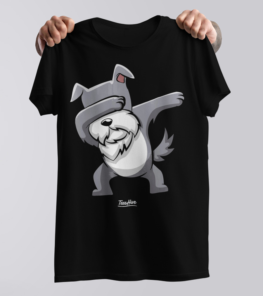 Funny Dabbing Schnauzer Dab Dance TeesHive T-Shirt