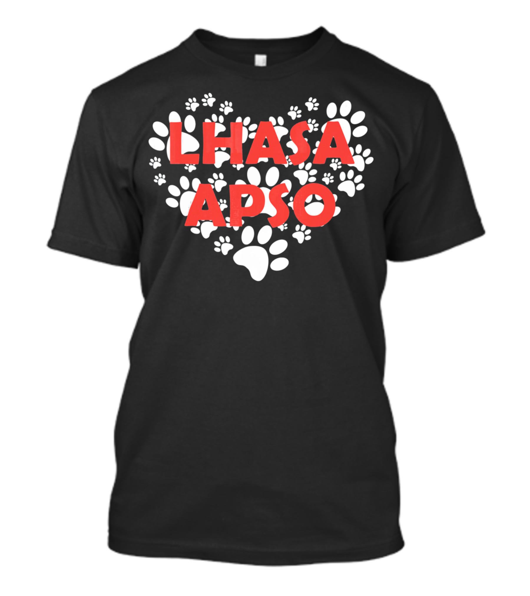 Lhasa Apso Paw Print Heart T-Shirt