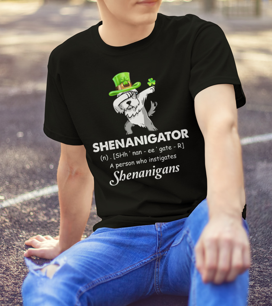 Shenanigator Dabbing Miniature Schnauzer Instigates Shenanigans T-Shirt