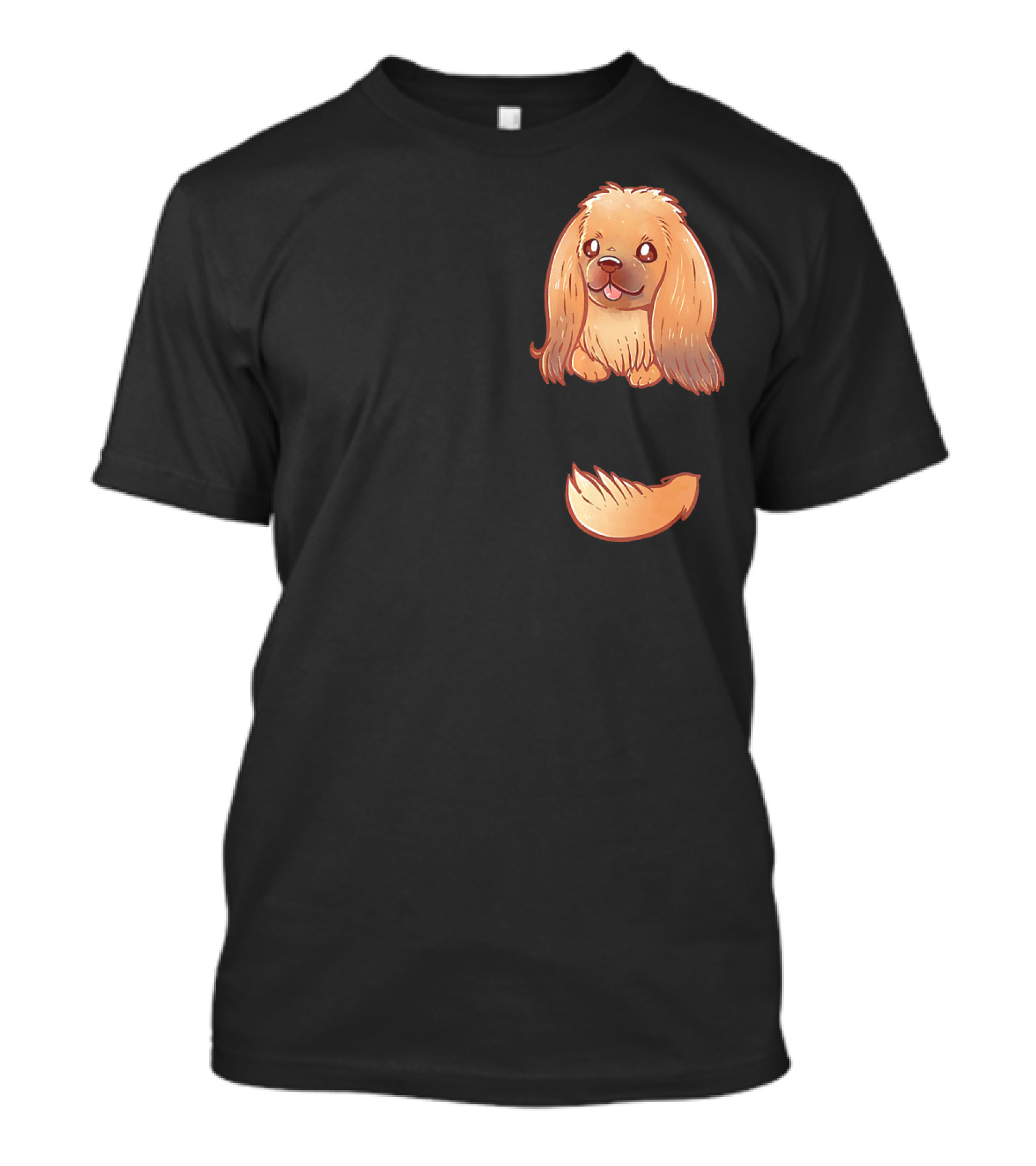 Pocket Cute Pekingese Puppy Dog Tail T-Shirt