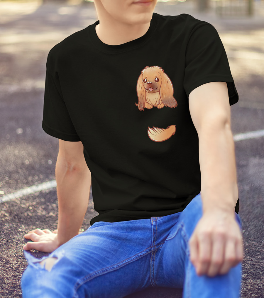 Pocket Cute Pekingese Puppy Dog Tail T-Shirt