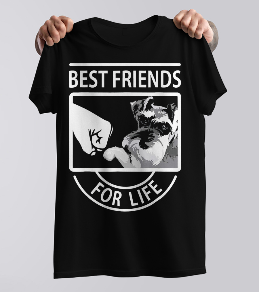 Schnauzer Best Friends For Life Fist Bump Paw Partnership T-Shirt