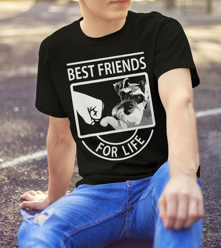 Schnauzer Best Friends For Life Fist Bump Paw Partnership T-Shirt