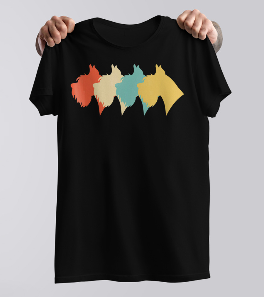 Retro Schnauzer Silhouette Vintage Color T-Shirt