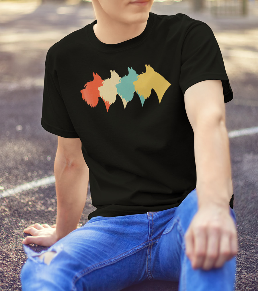 Retro Schnauzer Silhouette Vintage Color T-Shirt