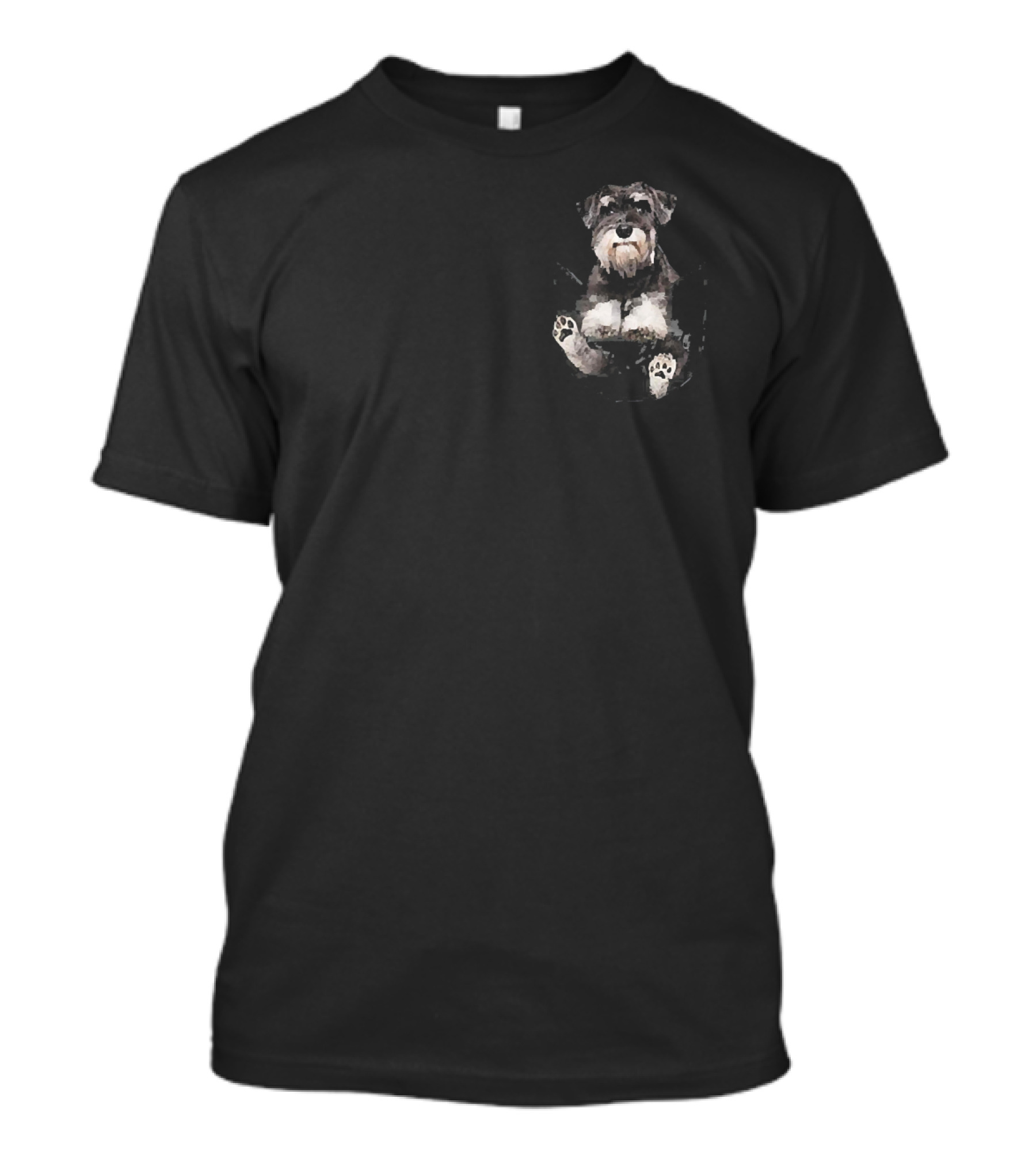 Schnauzer Peeking From Pocket Paws T-Shirt