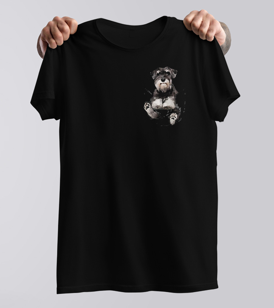 Schnauzer Peeking From Pocket Paws T-Shirt