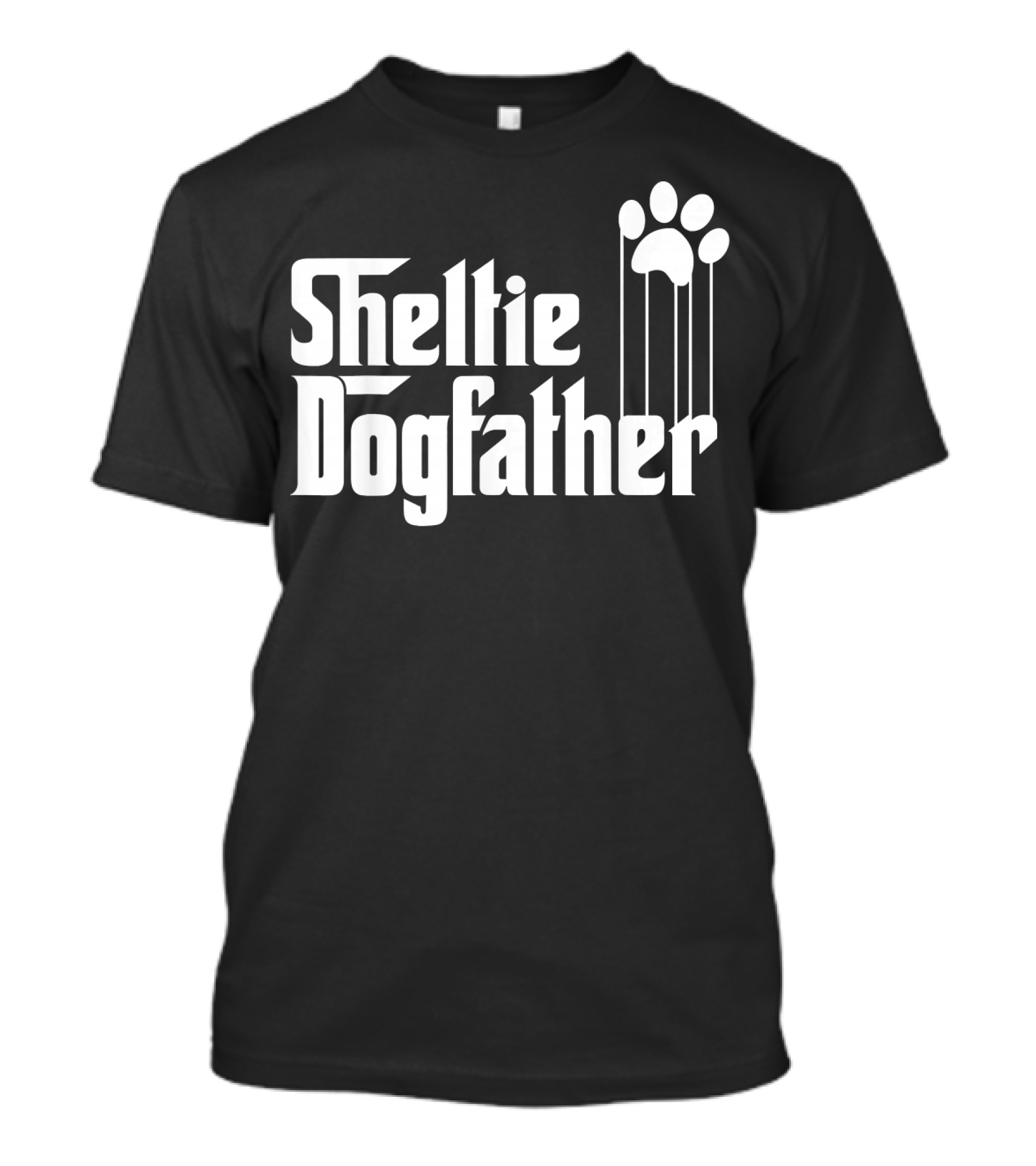 Sheltie Dogfather Mens Sheltie Dog Dad Paw T-Shirt