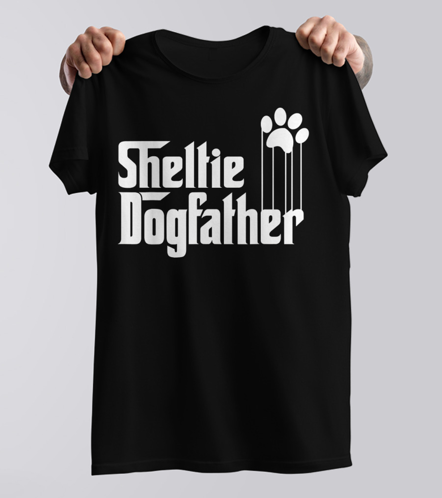 Sheltie Dogfather Mens Sheltie Dog Dad Paw T-Shirt