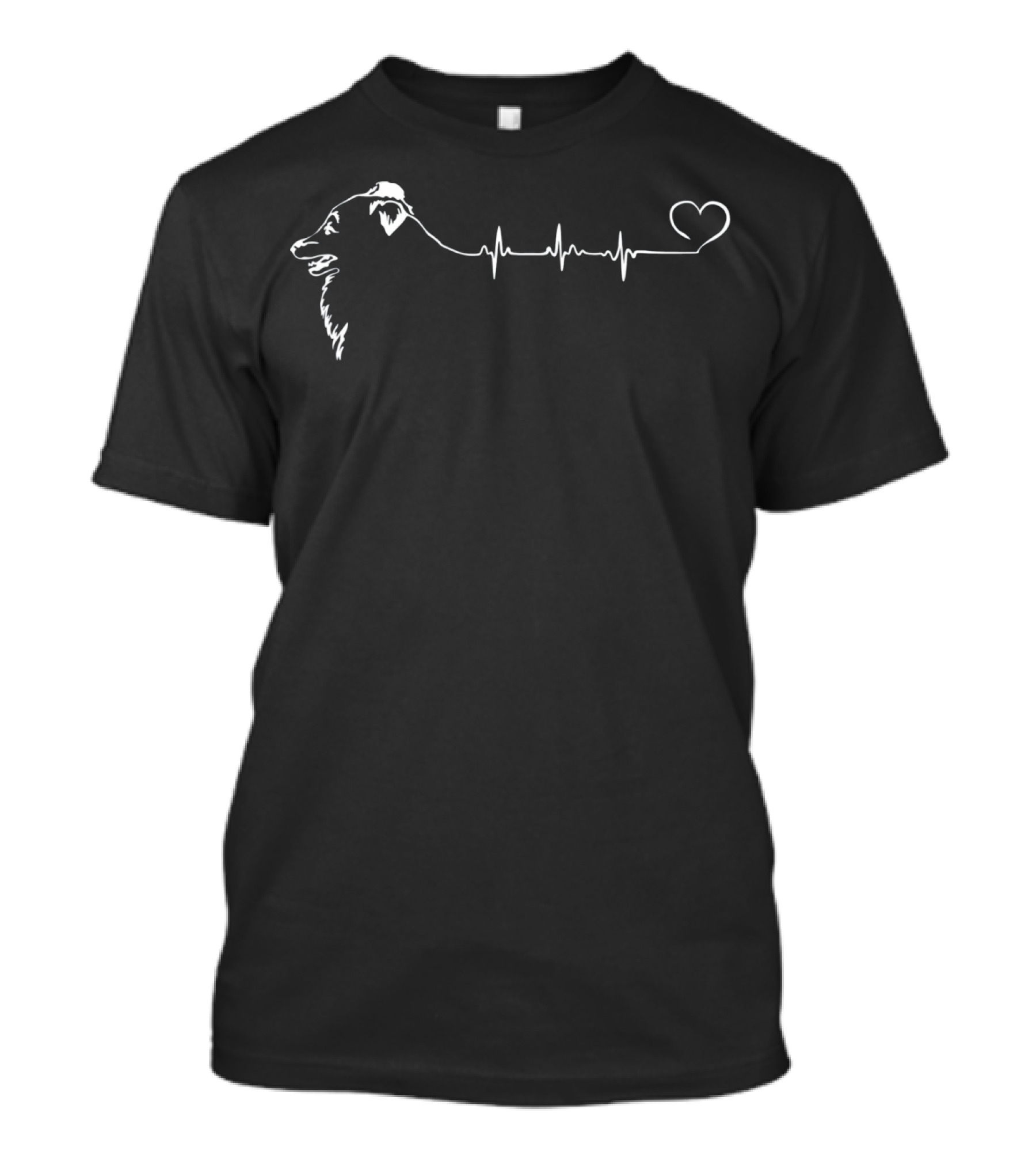 Funny Shetland Sheepdog Heartbeat With Dog Silhouette And Heart T-Shirt