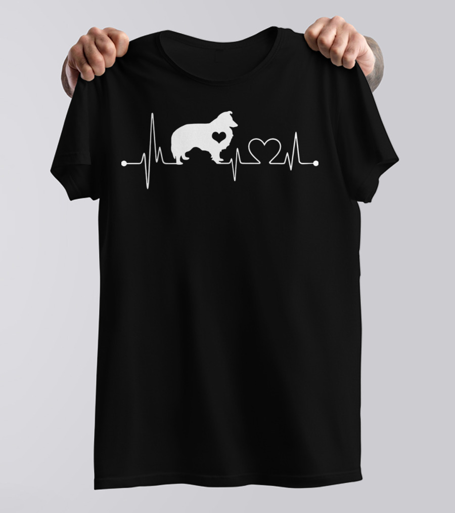 Heartbeat Sheltie Dog Heartbeat With Heart And Sheltie T-Shirt
