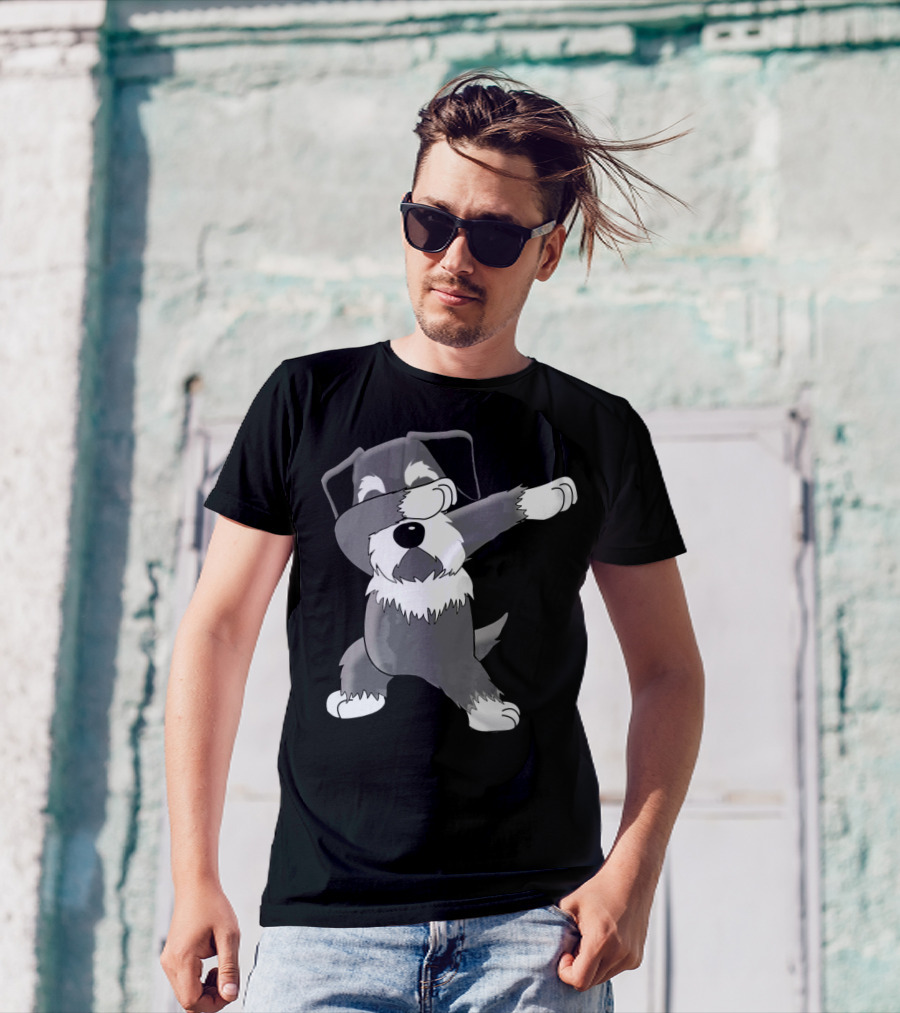 Funny Dabbing Schnauzer Dog Dab Dance Pose T-Shirt