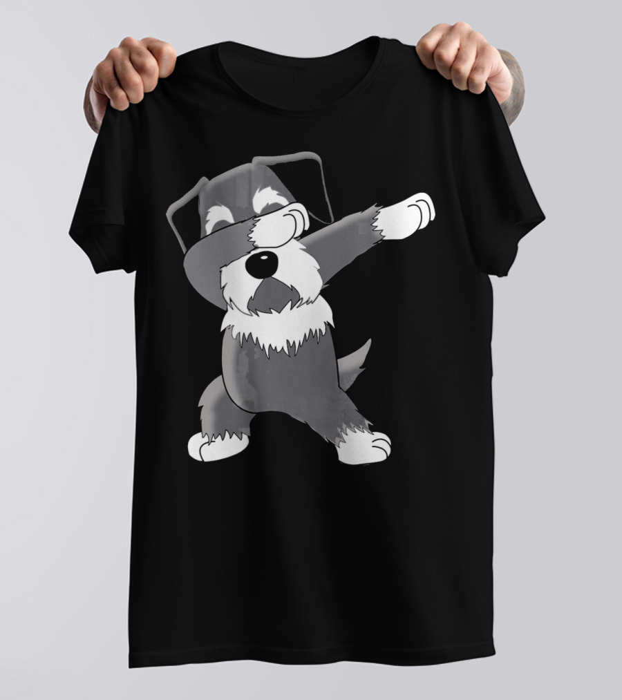Funny Dabbing Schnauzer Dog Dab Dance Pose T-Shirt