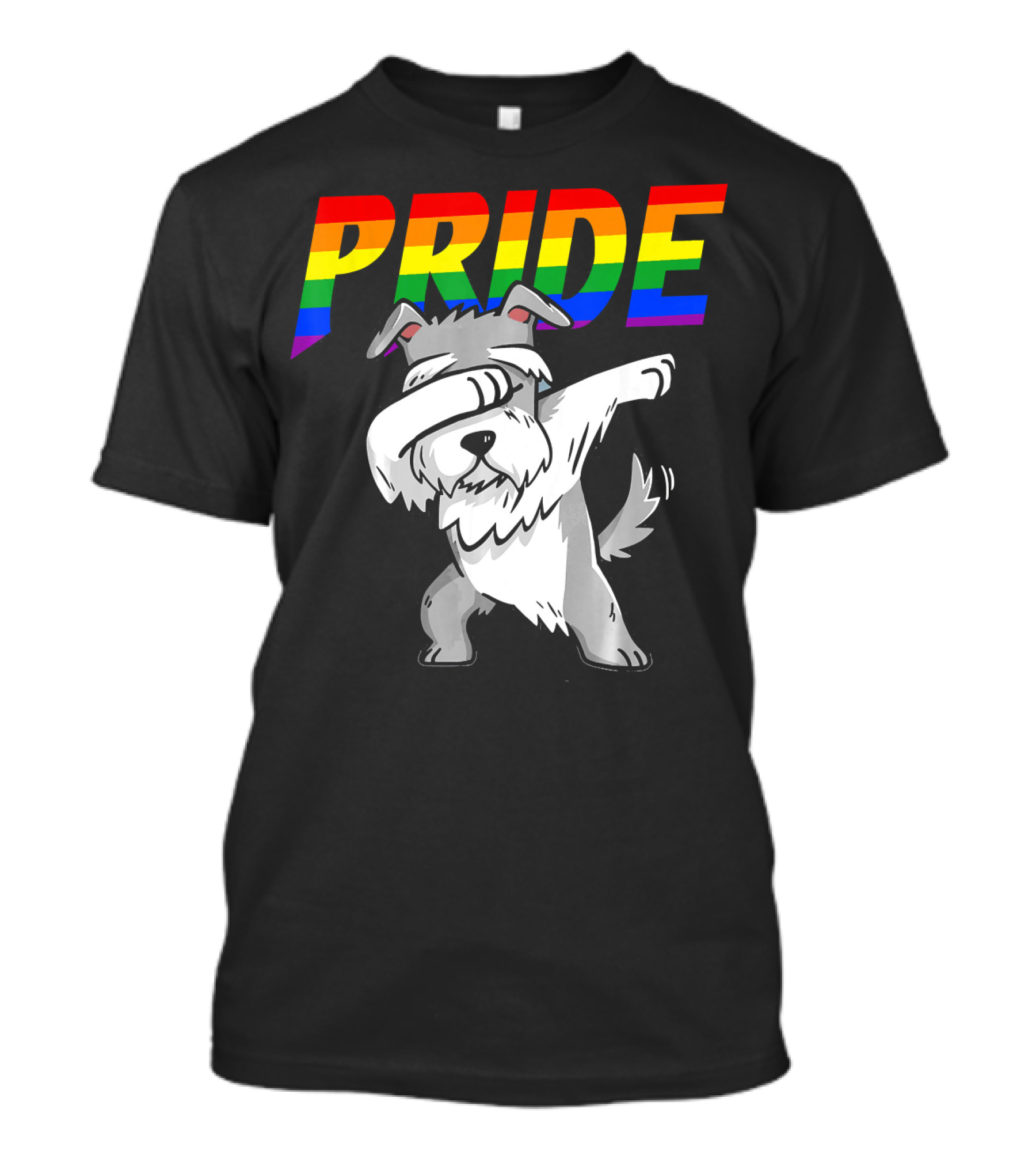 Dabbing Miniature Schnauzer Pride Rainbow Lesbian Gay T-Shirt