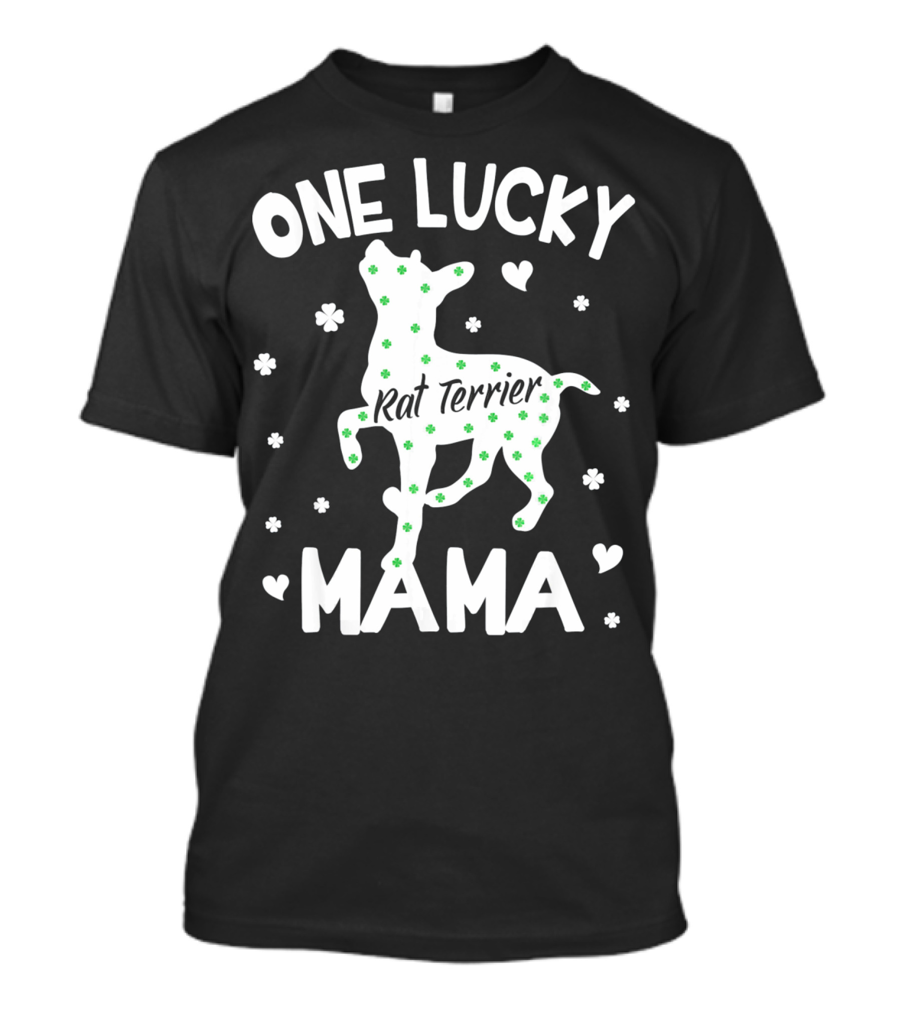 One Lucky Rat Terrier Mama Shamrock Hearts T-Shirt