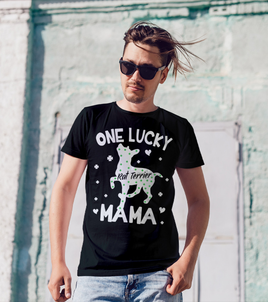 One Lucky Rat Terrier Mama Shamrock Hearts T-Shirt