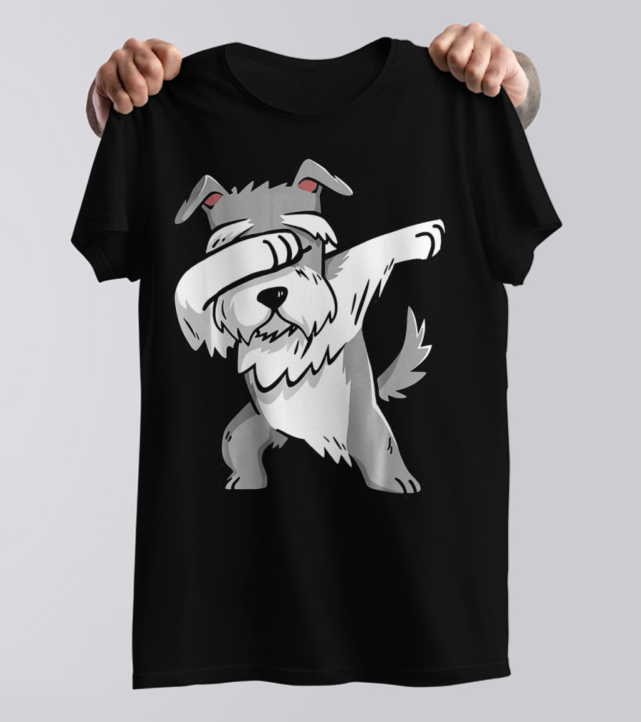 Funny Dabbing Schnauzer Dog Party Birthday T-Shirt
