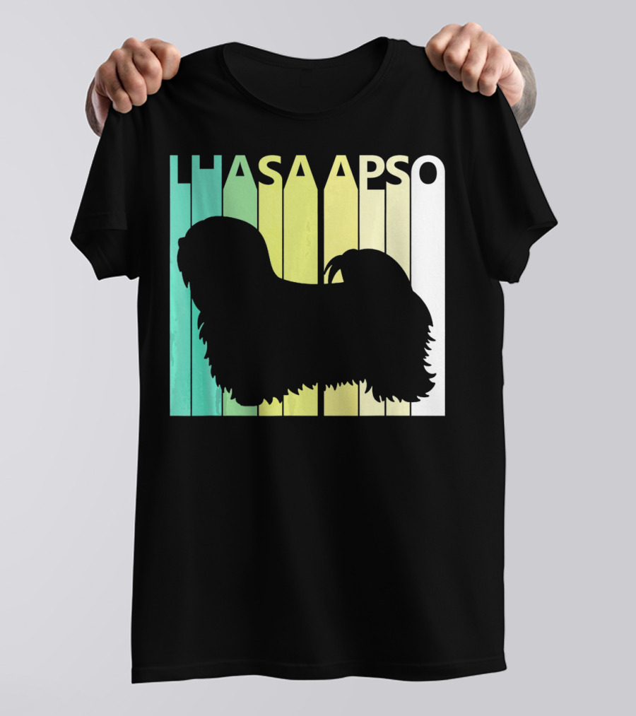 Lhasa Apso Silhouette With Colorful Background T-Shirt