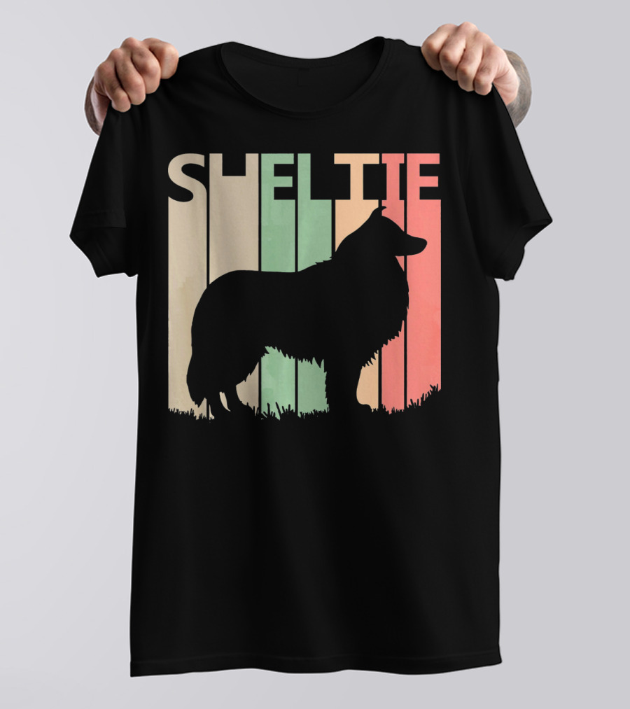 Sheltie Retro Silhouette Valentine's Day T-Shirt