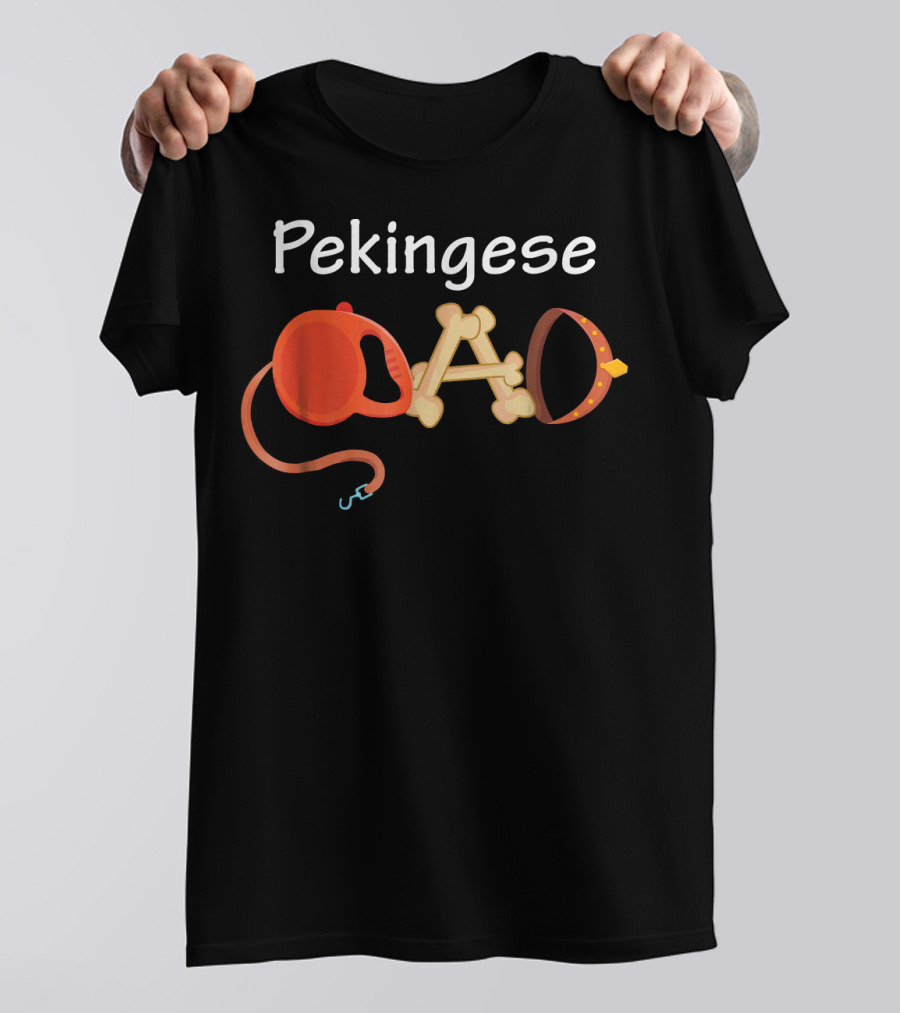 Pekingese Dog Dad Owner Leash Collar Bone T-Shirt
