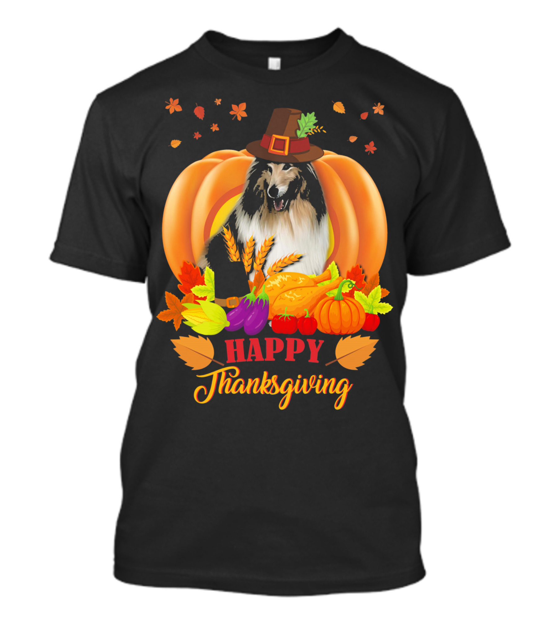 Happy Thanksgiving Shetland Sheepdog Pumpkin Harvest T-Shirt
